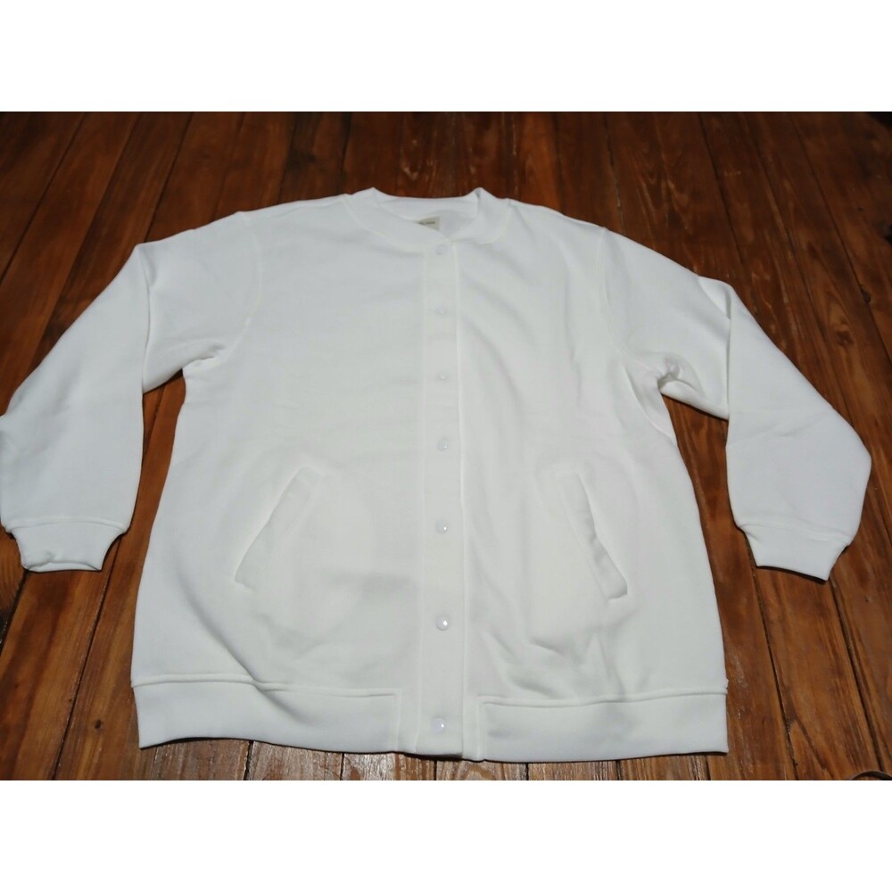 Blair Comfy White Snap button sweater with pockets Large - Picture 3 of 12